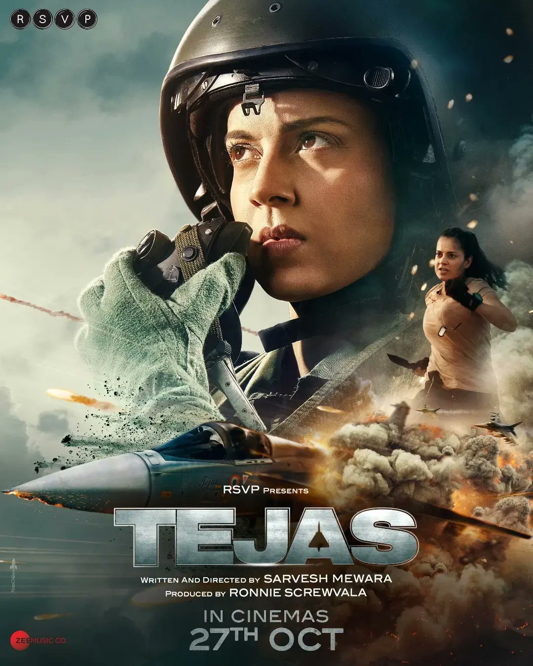 Tejas (2023) Hindi 720p HEVC HDRip x265 AAC ESubs Full Bollywood Movie [500MB] Full Movie Download